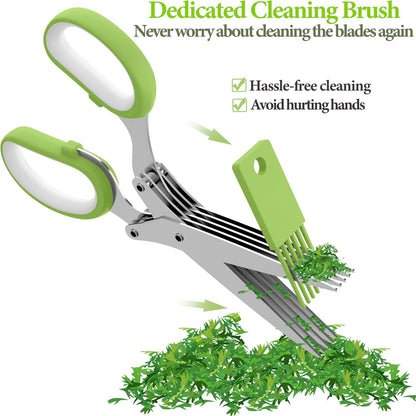 5-Blade Herb Vegetable Cutter With Cleaning Brush