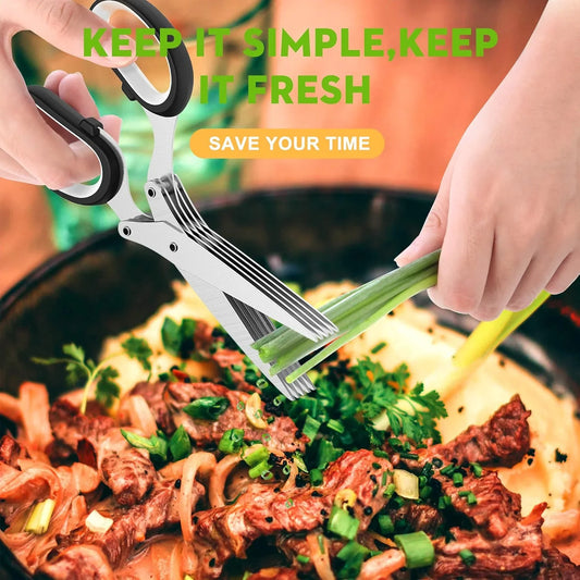 5-Blade Herb Vegetable Cutter With Cleaning Brush