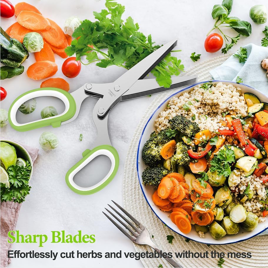 5-Blade Herb Vegetable Cutter With Cleaning Brush