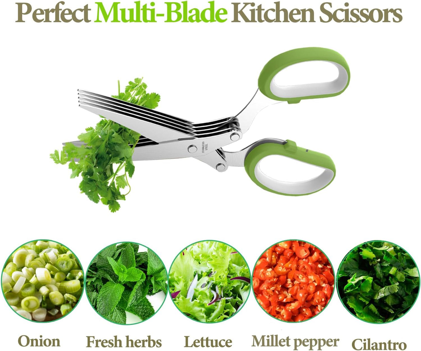 5-Blade Herb Vegetable Cutter With Cleaning Brush