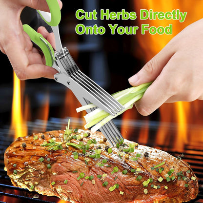 5-Blade Herb Vegetable Cutter With Cleaning Brush