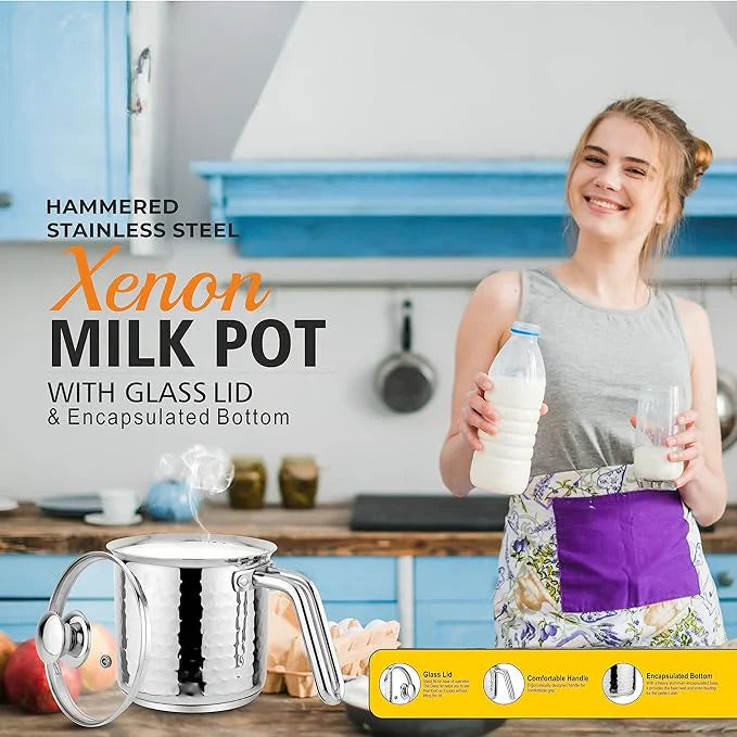 Milk Boiler Pot with Glass Lid