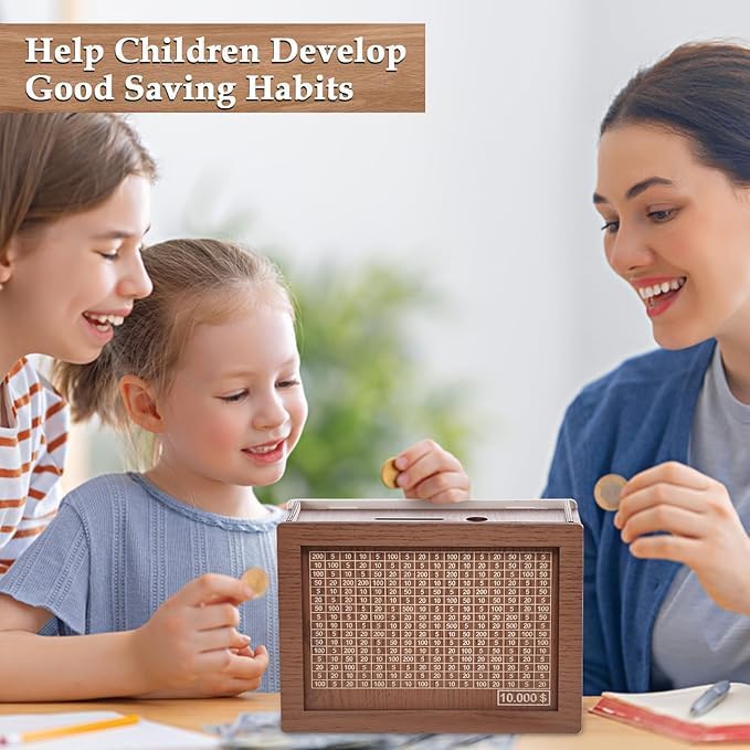 Wooden Piggy Bank For 1 Lakh Saving (With Marker)