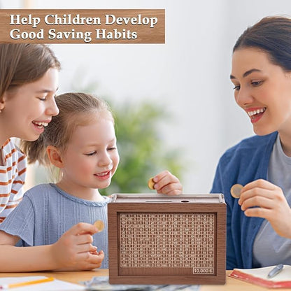 Wooden Piggy Bank For 1 Lakh Saving (With Marker)