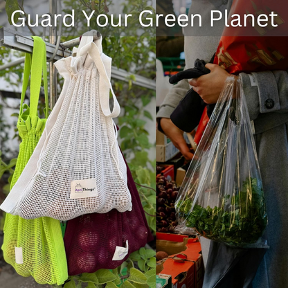 Pure Cotton Reusable Grocery Mesh  Bags For Veggies, Fruits & More