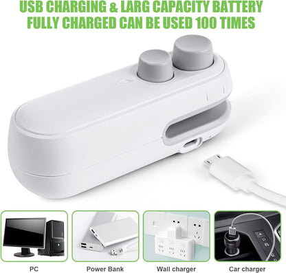 Portable 2 in 1 USB Rechargeable Magnetic Sealer