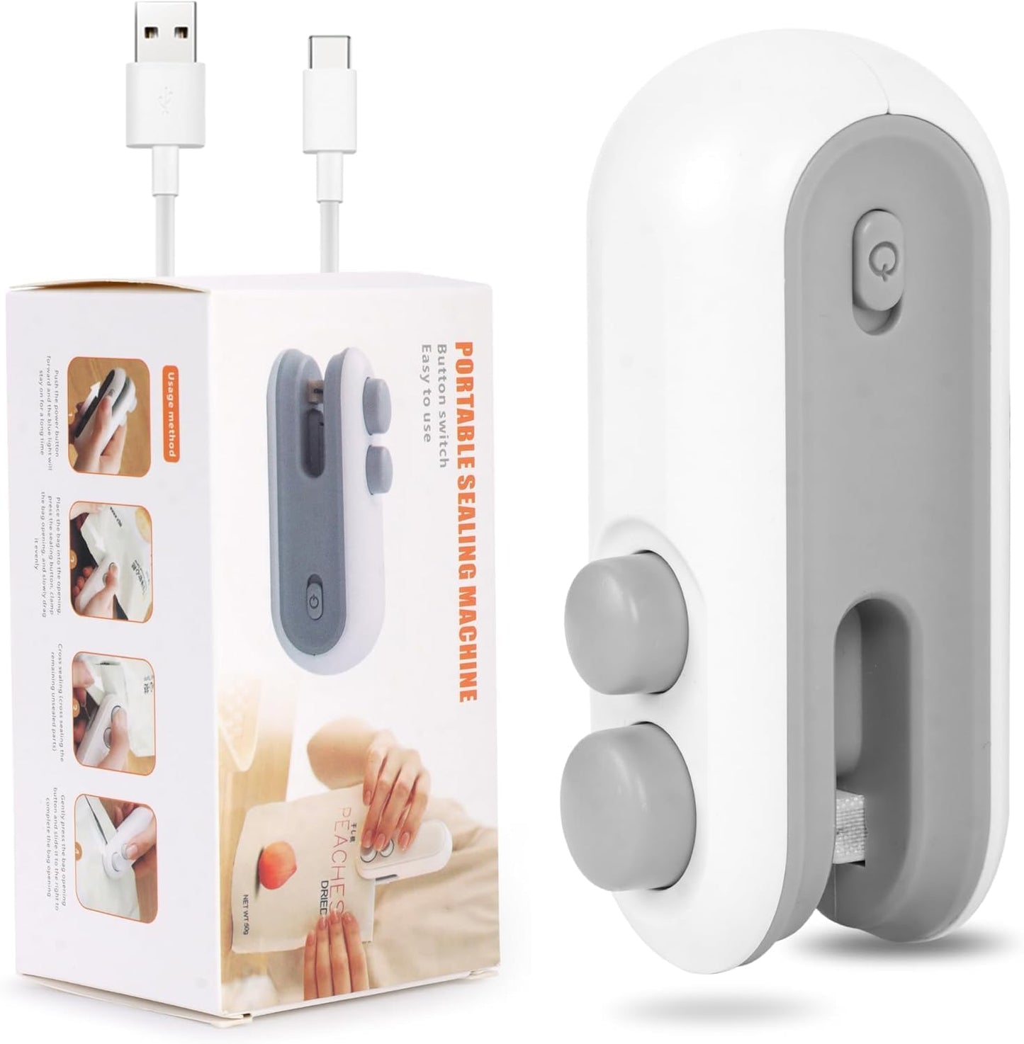 Portable 2 in 1 USB Rechargeable Magnetic Sealer