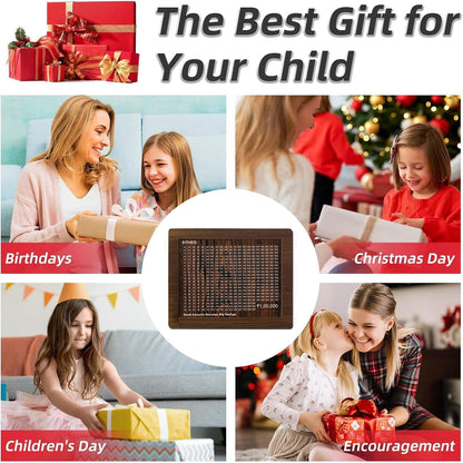 Wooden Piggy Bank For 1 Lakh Saving (With Marker)