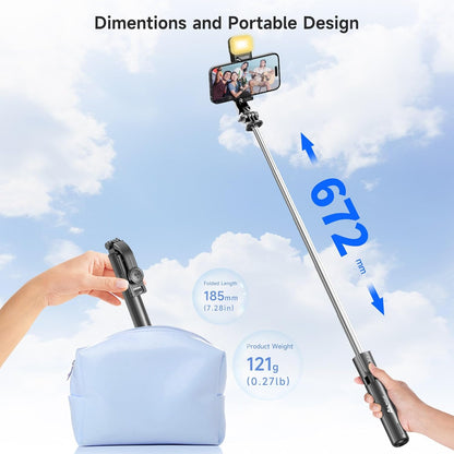3-in-1 Selfie Stick Flash Tripod with Bluetooth Remote