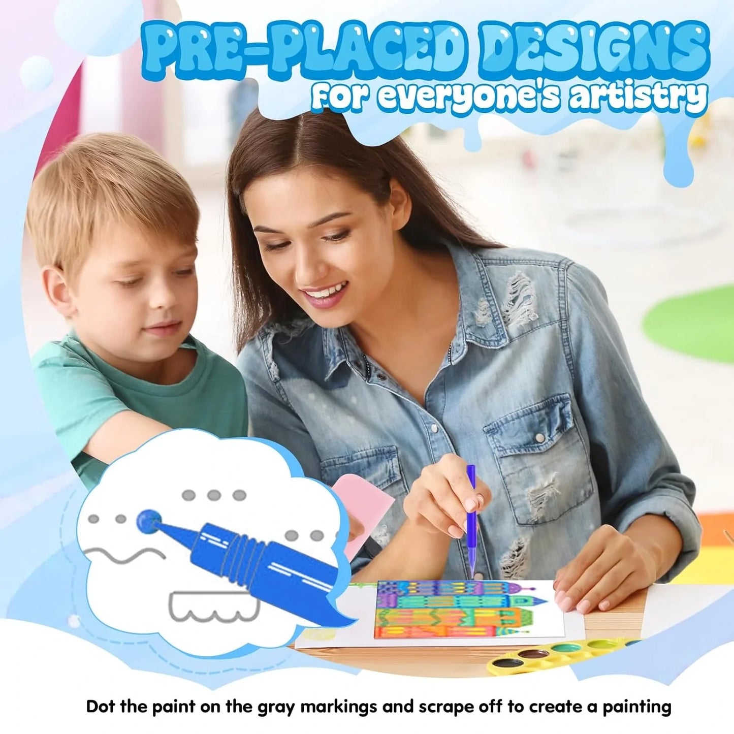 RainbowRush™ - Art Squeegee Kit | Mess-Free Painting | Boosts Creativity