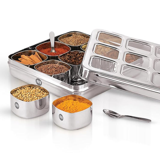 Square Stainless Steel Spice Box