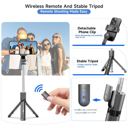 3-in-1 Selfie Stick Flash Tripod with Bluetooth Remote