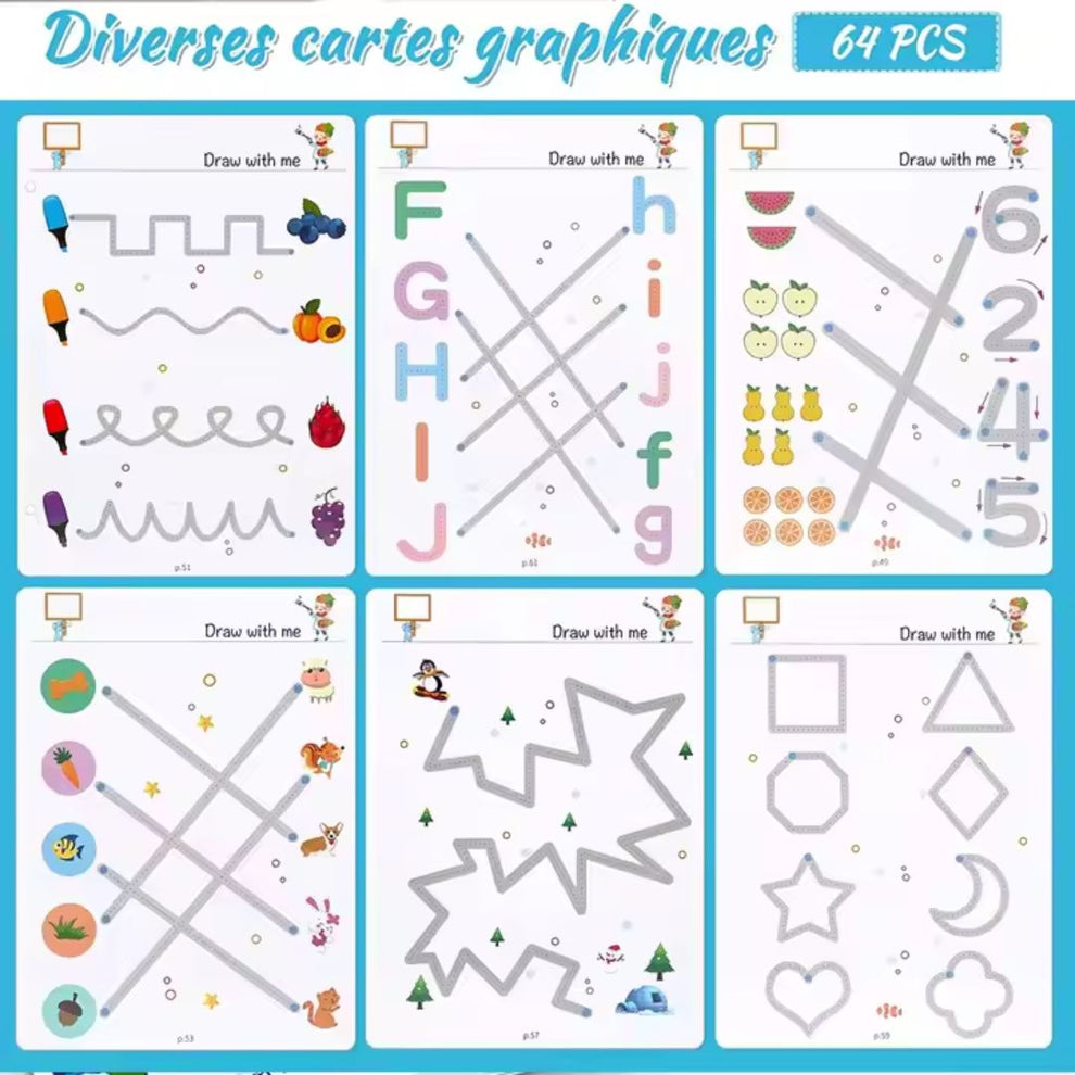 Reusable 64 Pages Kids Practice Set