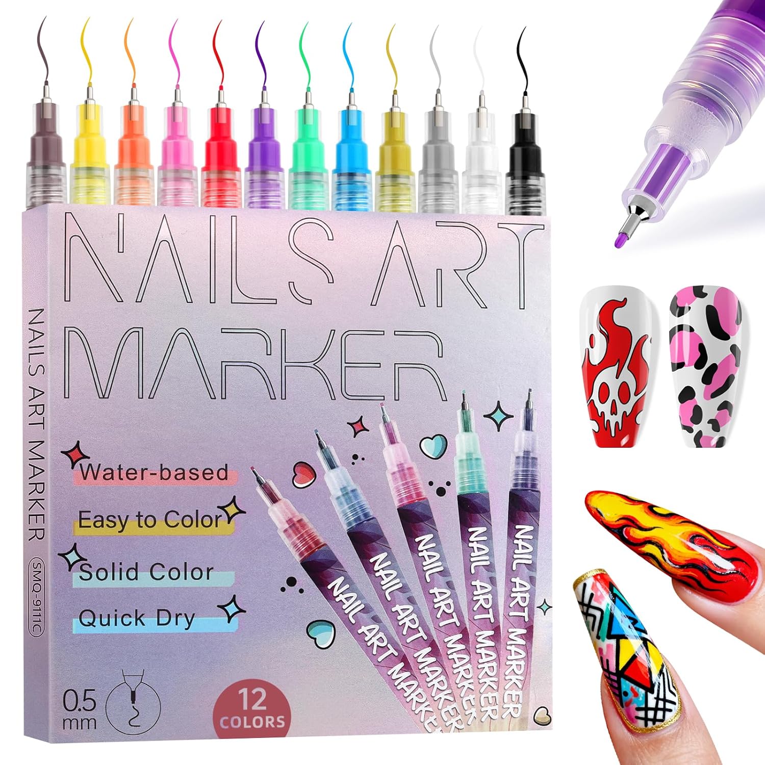 Nail Art Marker Pens | 12 Color Set