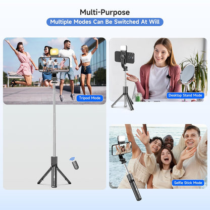 3-in-1 Selfie Stick Flash Tripod with Bluetooth Remote