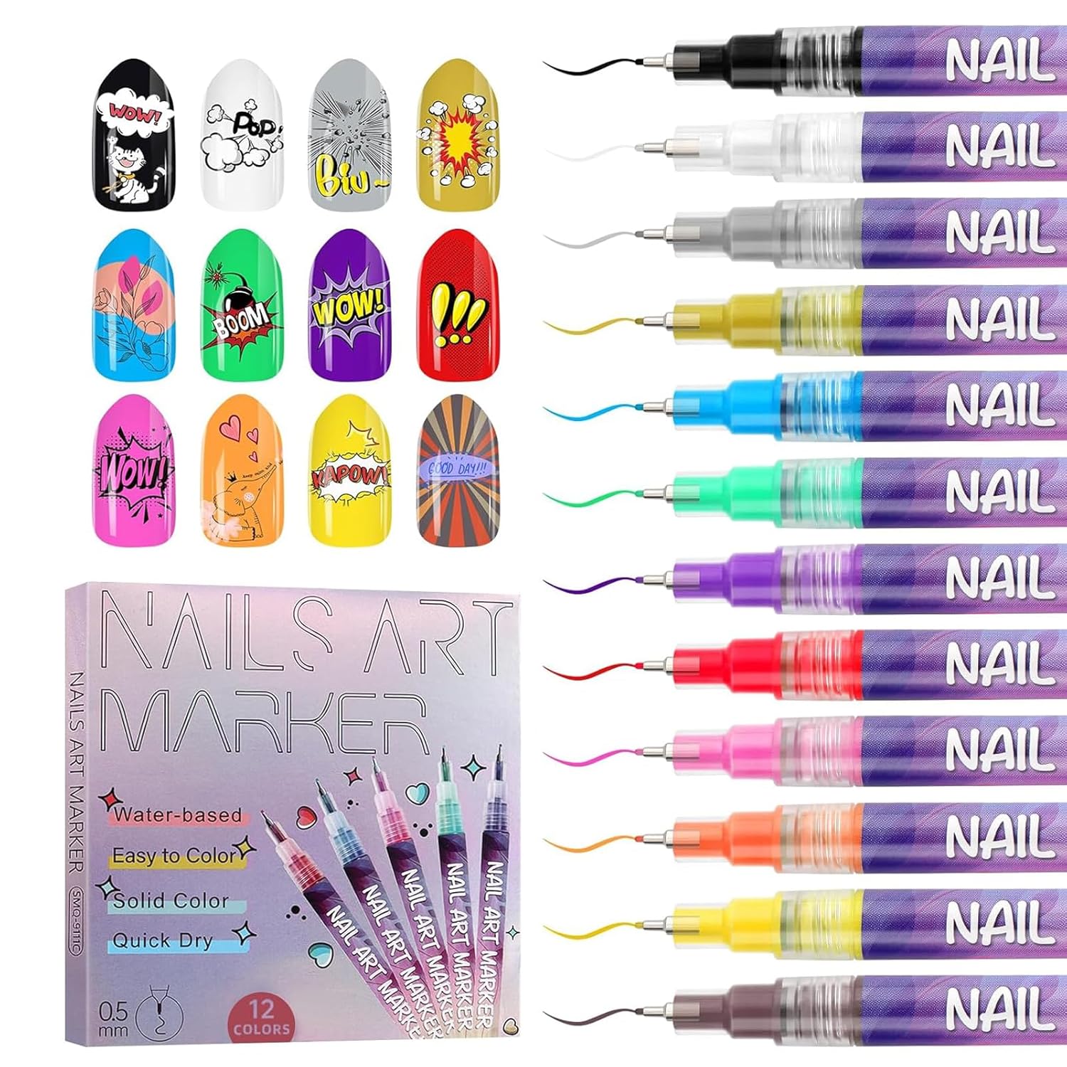 Nail Art Marker Pens | 12 Color Set