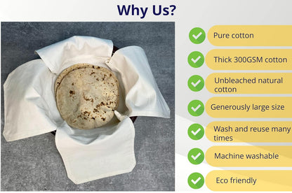 Premium Cotton Double Layer Roti Clothes Wrap with Flaps