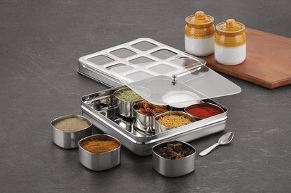 Square Stainless Steel Spice Box