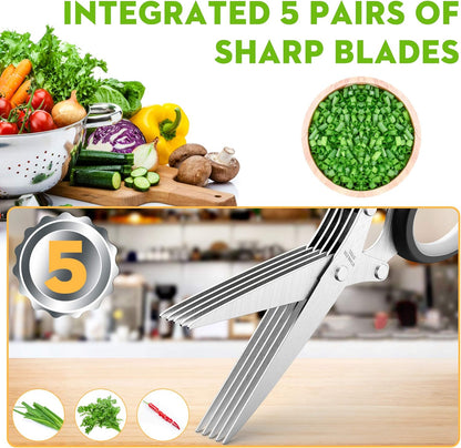 5-Blade Herb Vegetable Cutter With Cleaning Brush