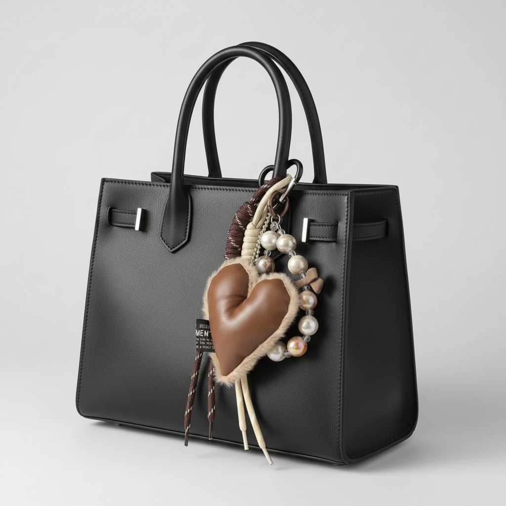 Mocha Heart Shape Bag Charm