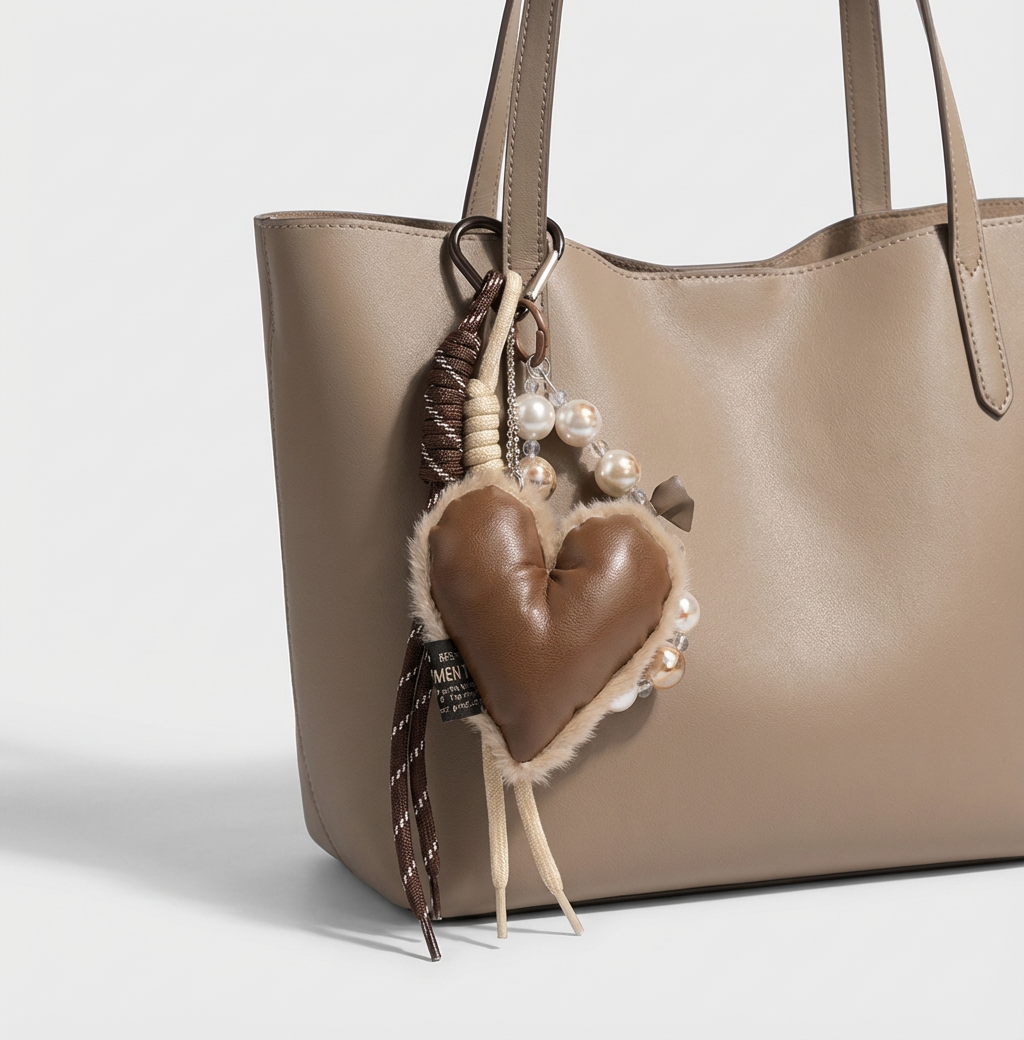 Mocha Heart Shape Bag Charm