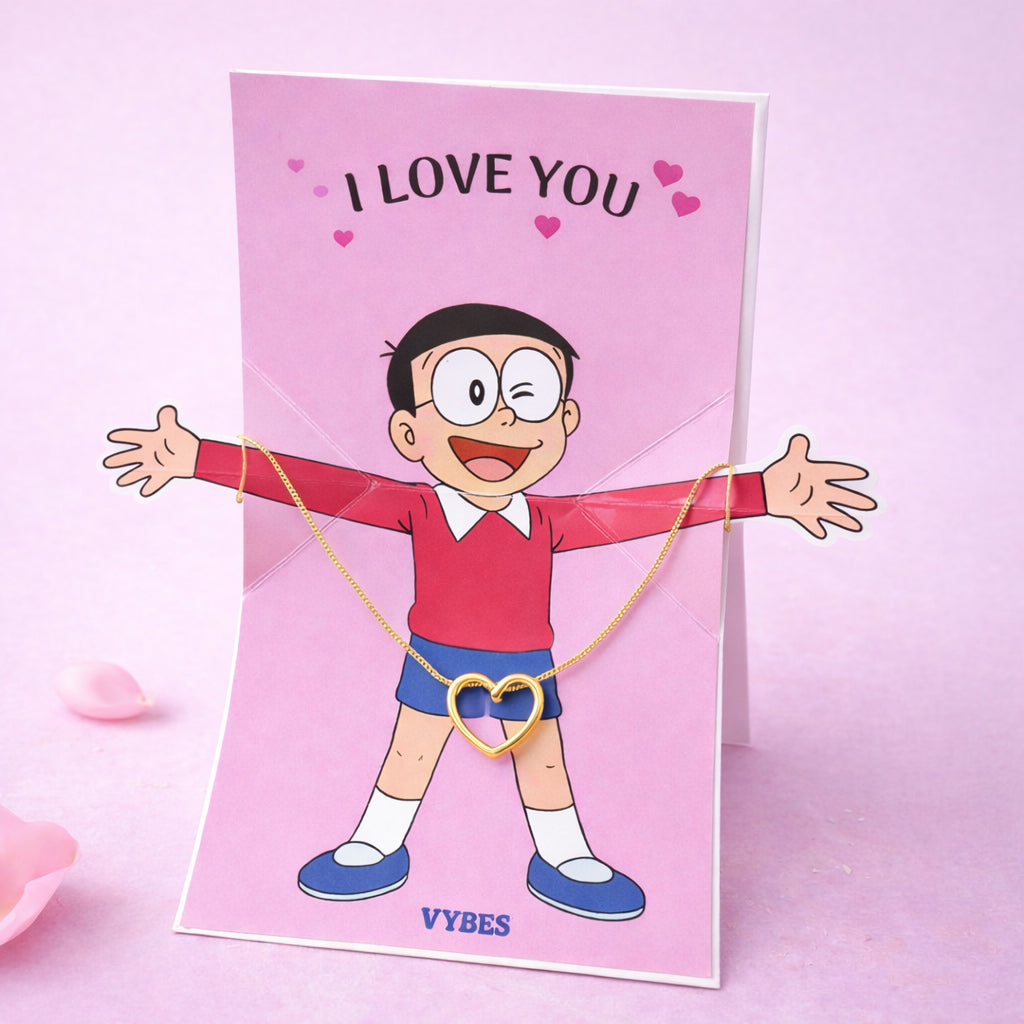 I Love You card with Necklace with Gift Box