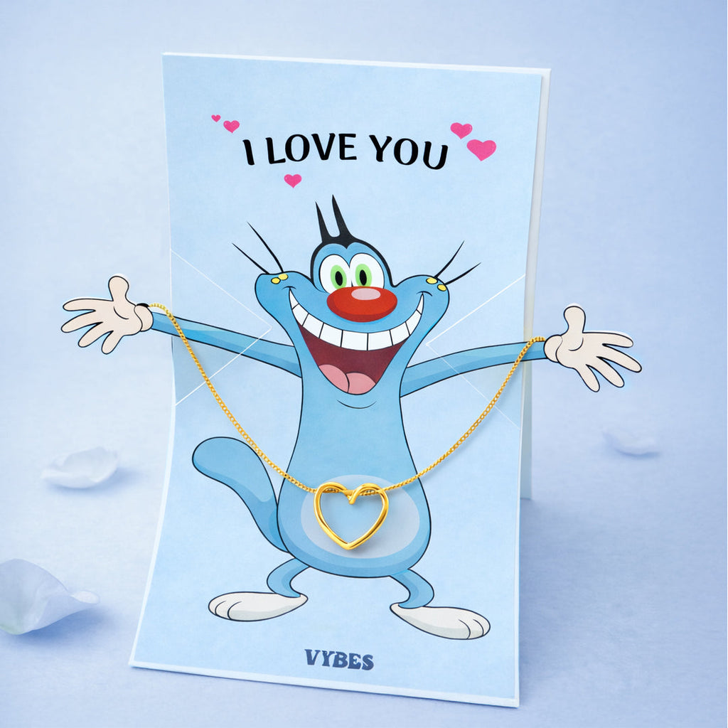 I Love You card with Necklace with Gift Box