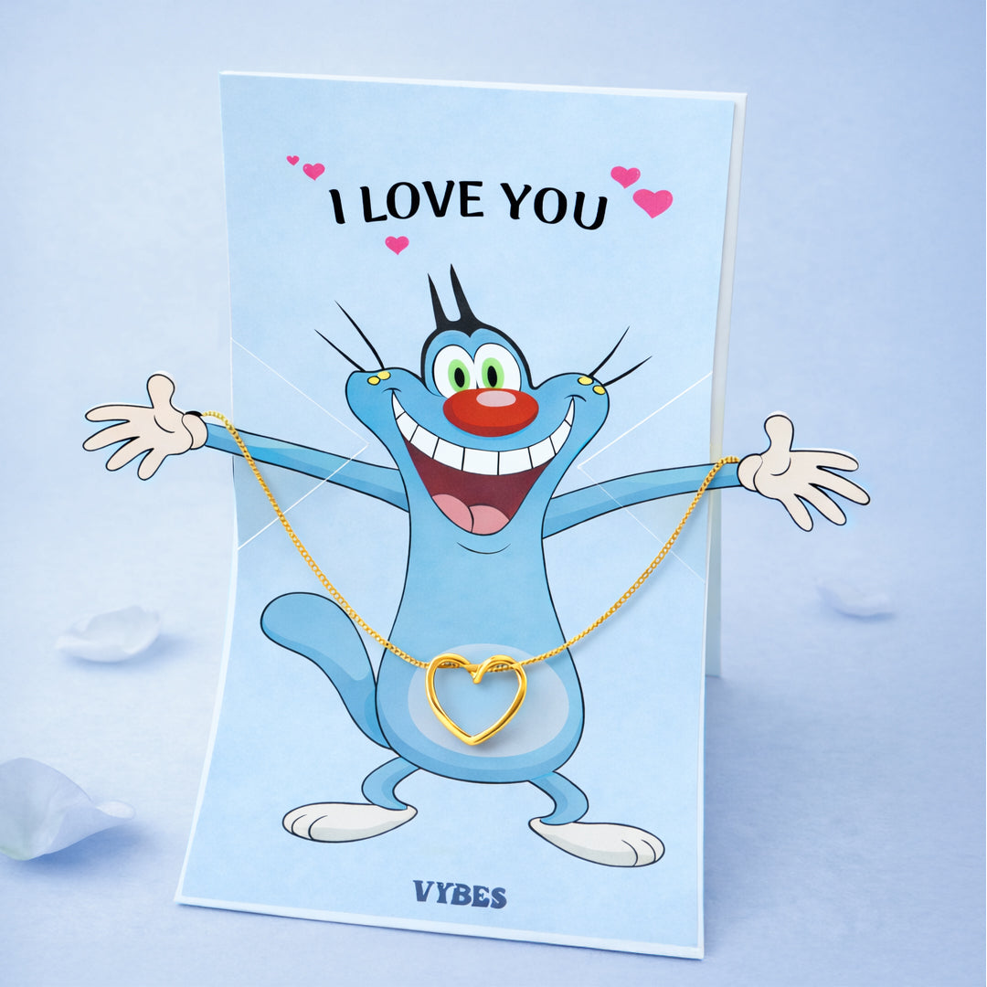 I Love You card with Necklace with Gift Box