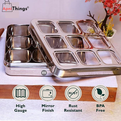 Square Stainless Steel Spice Box
