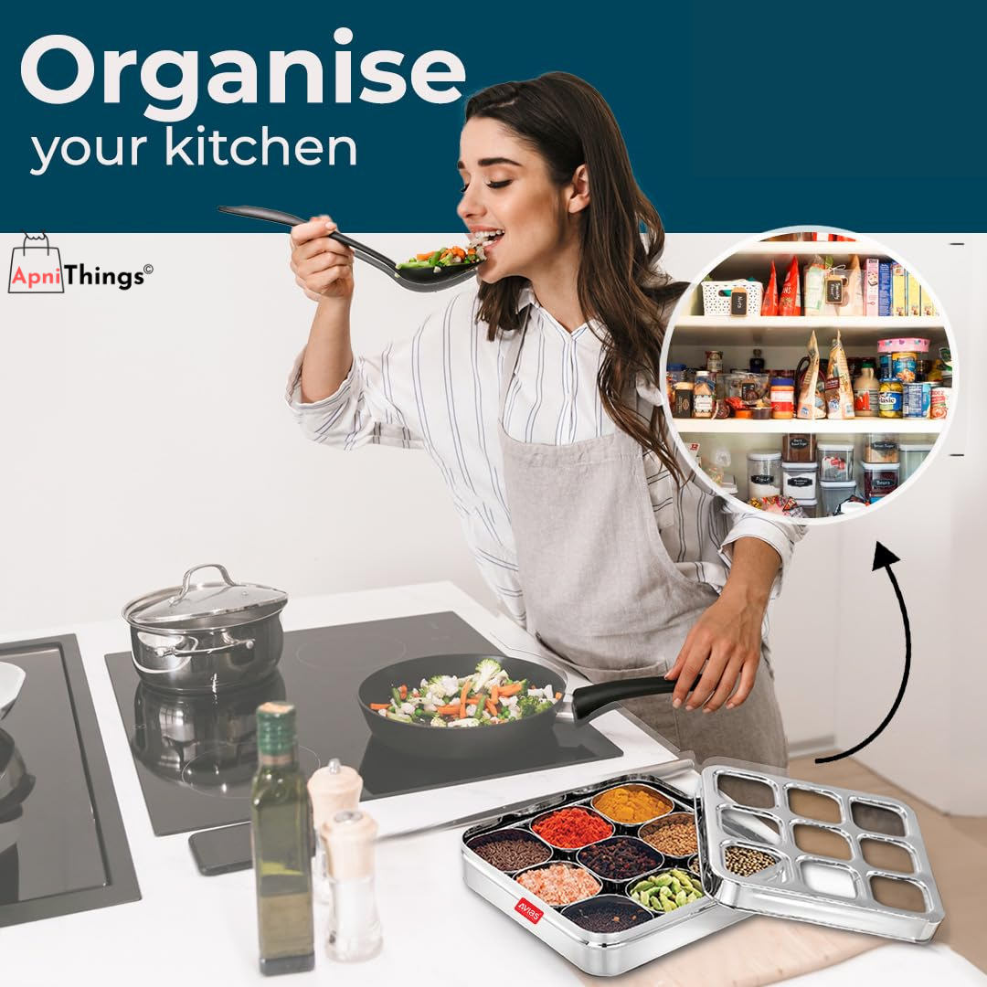 Square Stainless Steel Spice Box