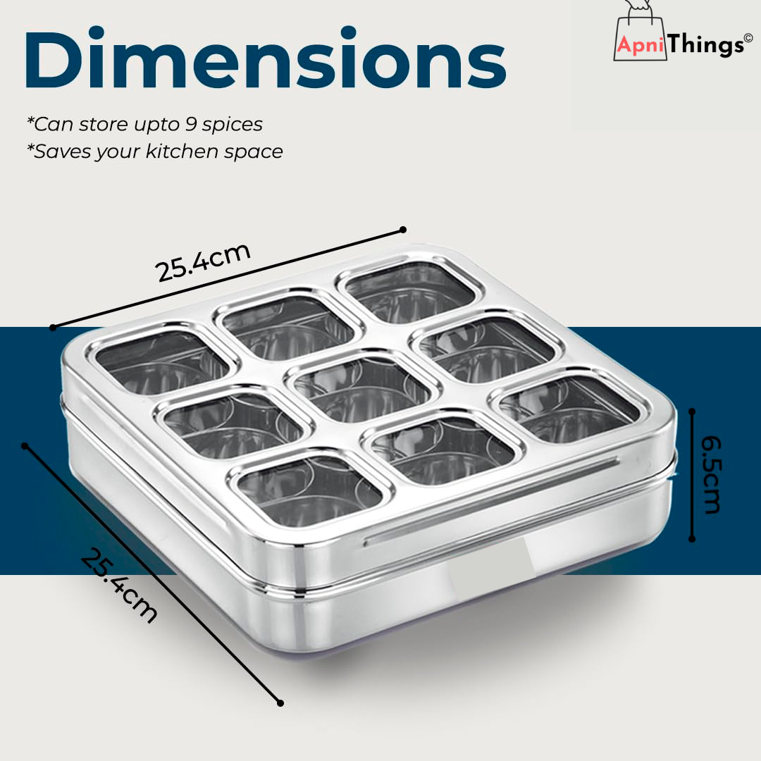 Square Stainless Steel Spice Box