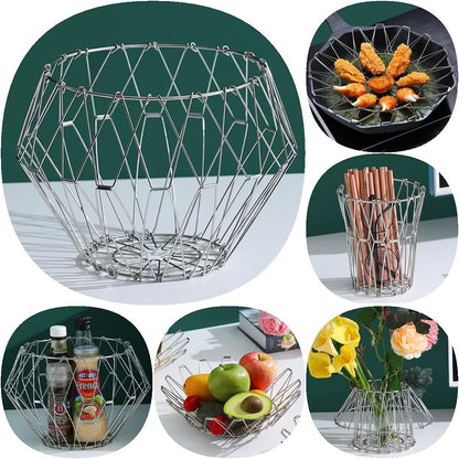 8 In 1 Multipurpose Stainless Steel Folding Basket