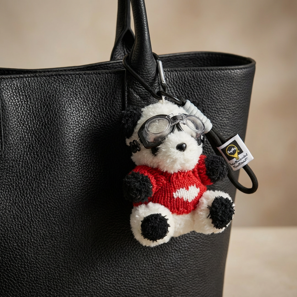 Fluffy Pilot Panda Bag Charm