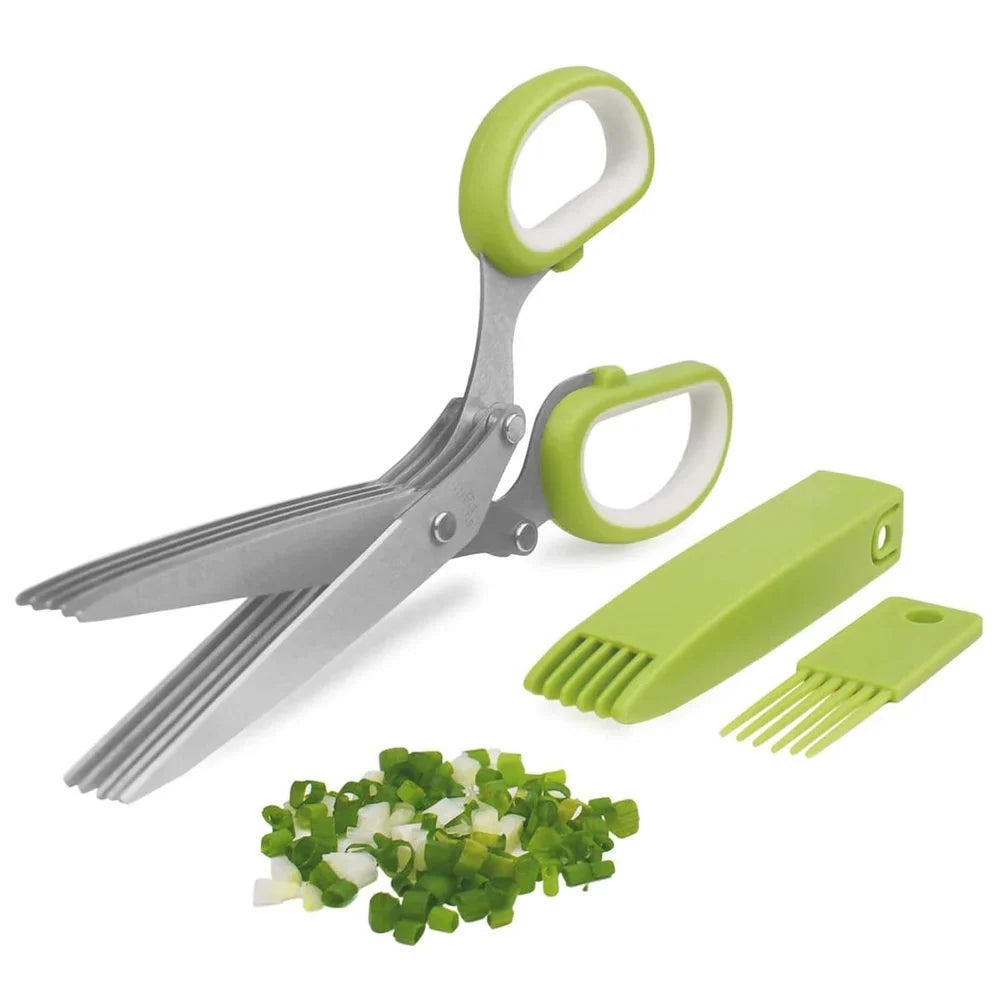 5-Blade Herb Vegetable Cutter With Cleaning Brush